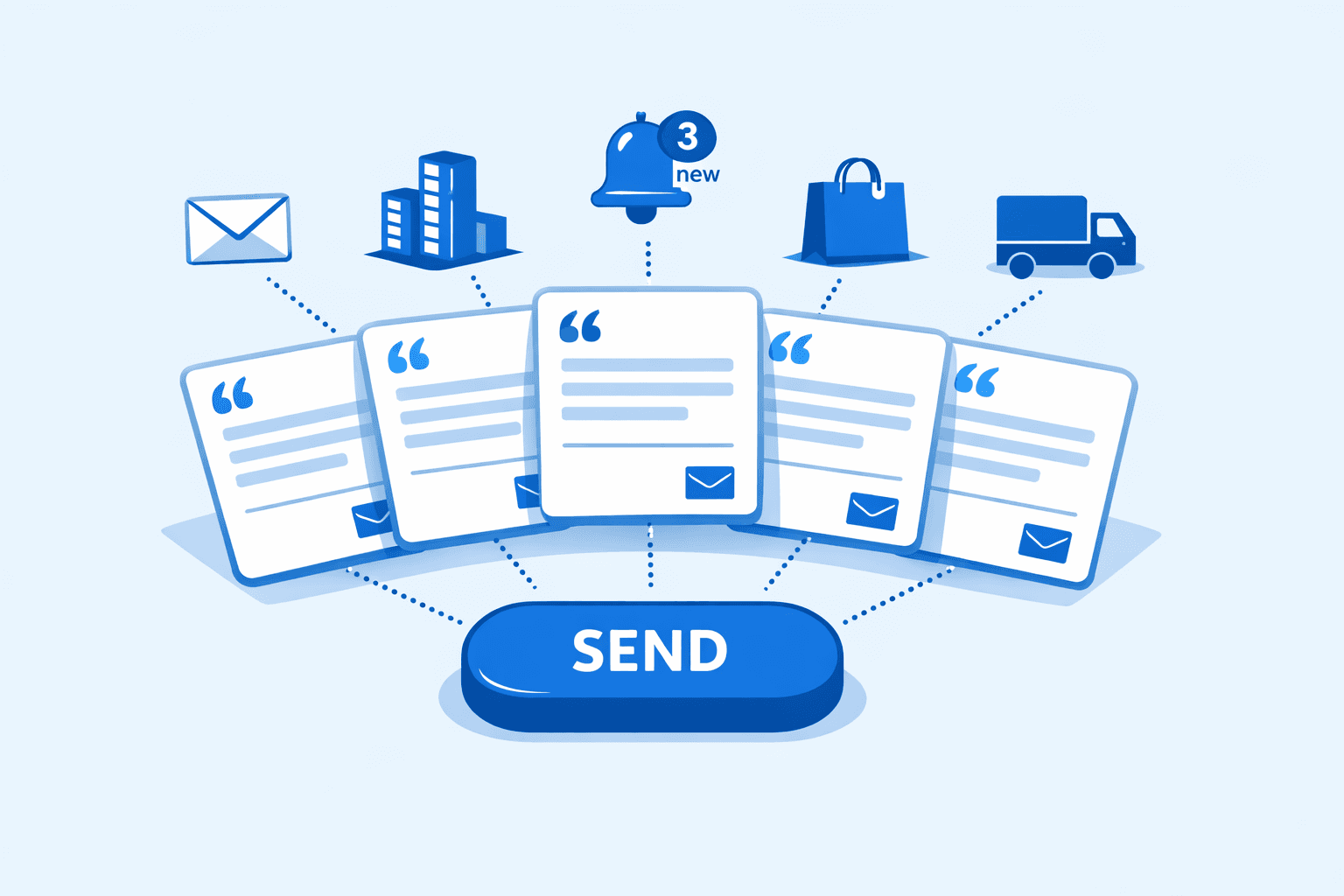 Quote request cards sent to multiple companies